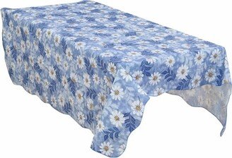 PiccoCasa Square Vinyl Water Oil Resistant Printed Tablecloths Blue Daisy 35