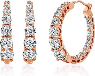 Rose Gold Plated Sterling Silver Hoop Earrings set with Graduated Infinite Elements Cubic Zirconia (3.76 cttw)