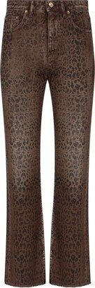 Leopard Printed Flared Jeans