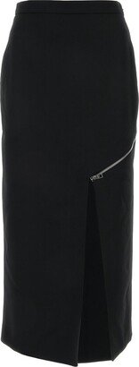 Zipped High-Waisted Midi Skirt