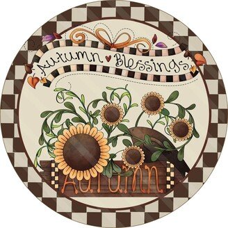 Autun Blessings Sign - Fall Autumn Wreath Metal