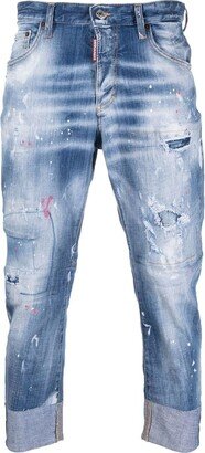 Distressed-Effect Cropped Jeans-AB