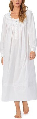 Cotton Lawn Long Sleeve Ballet Gown (White) Women's Pajama-AA