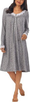 36 Sweater Knit Short Long Sleeve Nightgown (Charcoal Heather) Women's Pajama