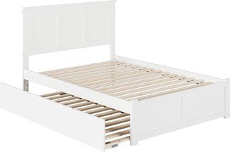 AFI Madison Full Platform Bed with Footboard and Twin Trundle in White