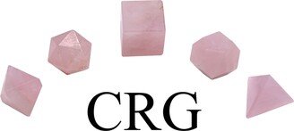 Qty 1 - Rose Quartz 5 Pc Platonic Solid Geometry Set 18-20mm Avg