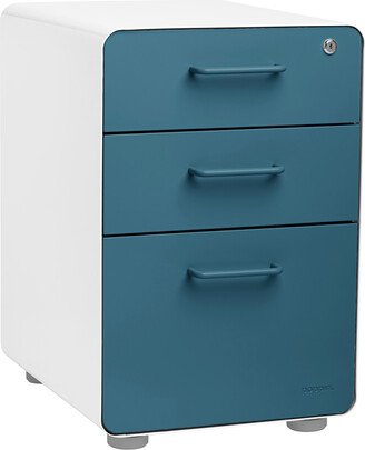 Poppin 3-Drawer Stow Locking Filing Cabinet Slate Blue/White