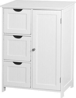 Toswin Large Capacity Metal Storage Cabinet with 3 Large Drawers and 1 Adjustable Shelf, Anti-Tipping Design for Bathroom