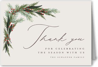 Thank You Cards: Wintergreen Frame Thank You Card, Beige, 3X5, Matte, Folded Smooth Cardstock