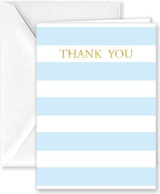 Paper Frenzy Baby Blue Stripe Thank You Note Cards and Envelopes - 25 pack