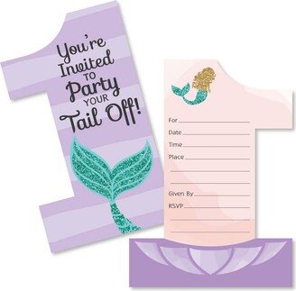Big Dot of Happiness 1st Birthday Let's Be Mermaids - Shaped Fill-in Invitations - First Birthday Party Invitation Cards with Envelopes - Set of 12