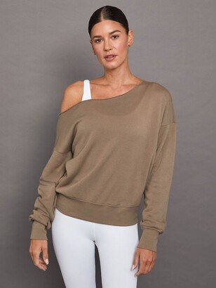 Off Shoulder Sweatshirt in French Terry - Caribou