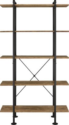 Nefo Bookcase in Rustic Oak & Black Finish