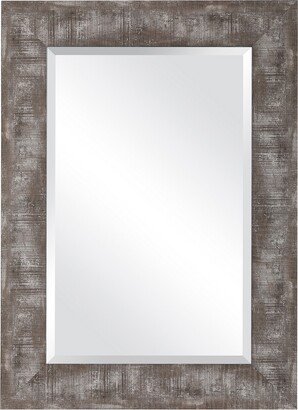 26 Inch Rustic Wooden Frame Mirror, Light Brown