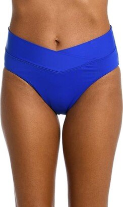 Island Goddess Crossover High-Waist Bottoms (Sapphire) Women's Swimwear