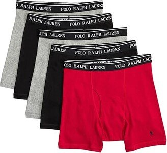 5 Pack Classic Fit Cotton Boxer Briefs (2 Andover Heather/RL2000 Red/2 Polo Black) Men's Underwear