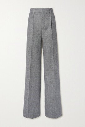 Houndstooth Wool Wide-leg Pants - Gray