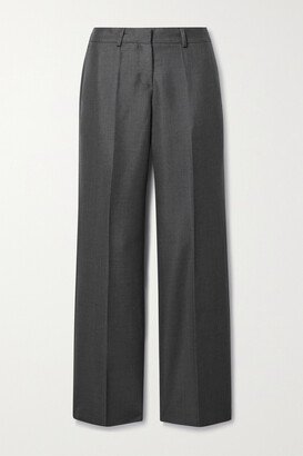 Wool-blend Twill Straight-leg Pants - Gray