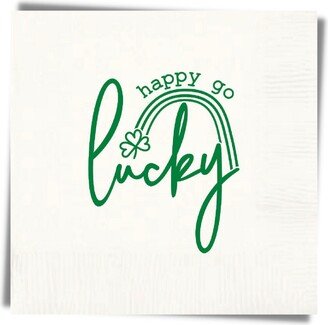 Happy Go Lucky St Patricks Day Napkins - White