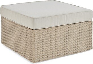 Canaan All-Weather Wicker Outdoor Square Ottoman with Cushion