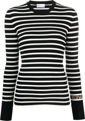 Stripe-Print Crew-Neck Jumper-AA