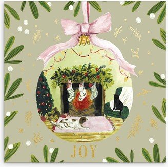 Woodmansterne Fireplace Bauble Christmas Card