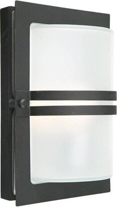 Netlighting 1 Light Outdoor Frosted Flush Wall Light Black IP54 E27