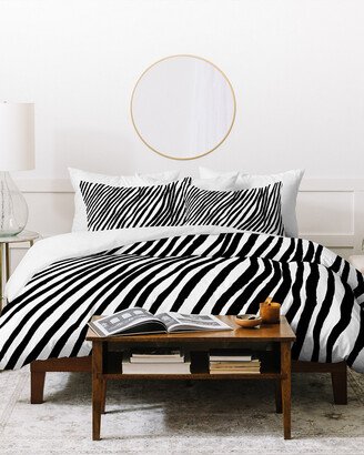 Georgiana Paraschiv Diagonal Stripes Black Duvet C Set