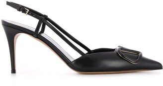 VLogo-plaque 80mm slingback pumps