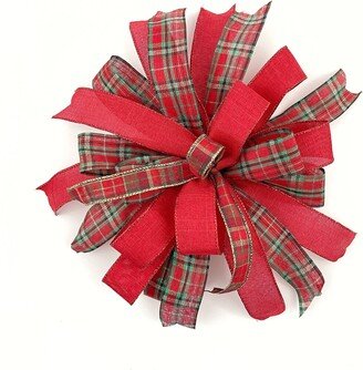 Pre-Made Christmas Bow For Wreaths Or Lanterns Mailboxes, Wreath Embellishment Accessory Accent, Tree & Outdoor