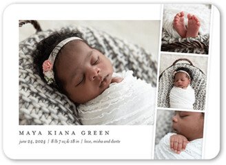 Birth Announcements: Minimal Filmstrip Birth Announcement, White, 5X7, Matte, Signature Smooth Cardstock, Rounded