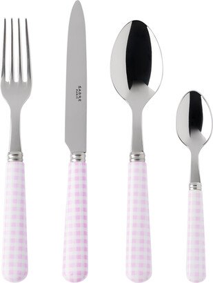 Pink Vichy Flatware Set, 24 pcs