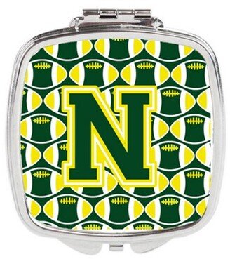 CJ1075-NSCM Letter N Football Green & Yellow Compact Mirror