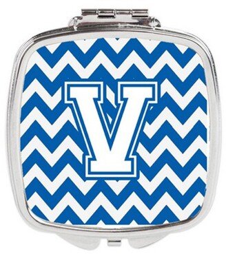 CJ1045-VSCM Letter V Chevron Blue & White Compact Mirror, 3 x 0.3 x 2.75 in.