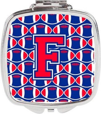 CJ1076-FSCM Letter F Football Harvard Crimson & Yale Blue Compact Mirror