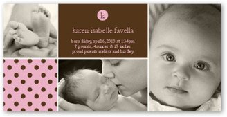 Birth Announcements: Andante Dots Pink Birth Announcement, Brown, Standard Smooth Cardstock, Square