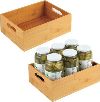 mDesign Bamboo Kitchen Fridge & Drawer Organizer Tray, 2 Pack Wood