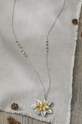 Women's Poinsettia Pendant Necklace - Mixed Metal
