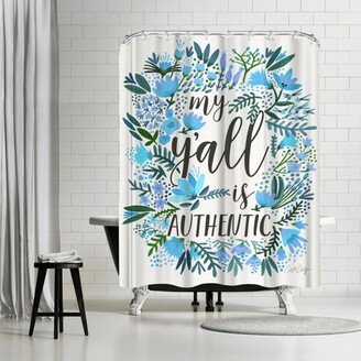 71 x 74 Shower Curtain, My Yallis Authentic Blue by Cat Coquillette