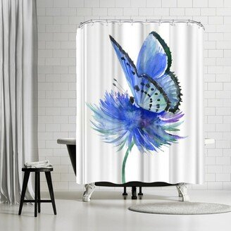 71 x 74 Shower Curtain, Blue Butterfly by Suren Nersisyan