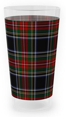 Outdoor Pint Glasses: Black Stewart Tartan - Red Outdoor Pint Glass, Black