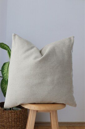 Beige Linen Throw Pillow Cover, Couch Cushion Thick Body Custom Cover