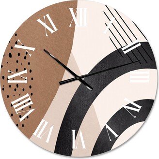 Designart 'Abstract Shapes in Terracotta and Ivory Shapes III' Modern wall clock