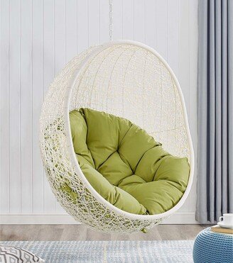 Balmoral Outdoor White Rattan with Olive Green Cushioned Hanging Swing Chair