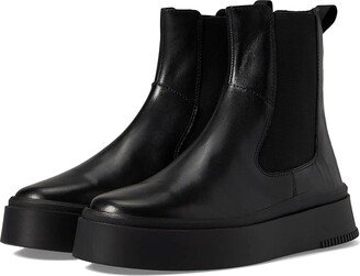 Stacy Leather Chelsea Bootie (Black/Black) Women's Shoes