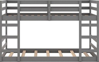 IGEMAN Gray Twin Over Twin Wood Bunk Bed with 2 Ladders, 77.4''L*42.4''W*48''H, 95LBS