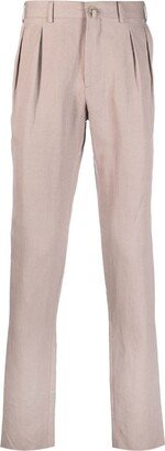 Pleat-Detail Straight-Leg Trousers