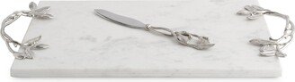 Laurel Cheese Board w/Knife - White/Silver