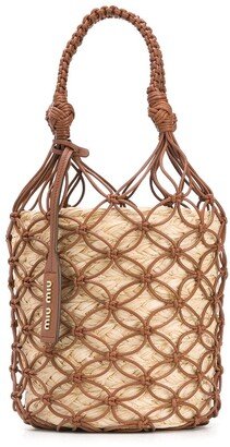 Netted Straw Bucket Bag