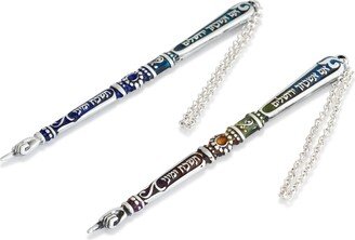 Colorful Torah Pointer With Custom Enamel Colors Hebrew Blessing Made Of High Quality Pewter - Jewish Weeding Gift